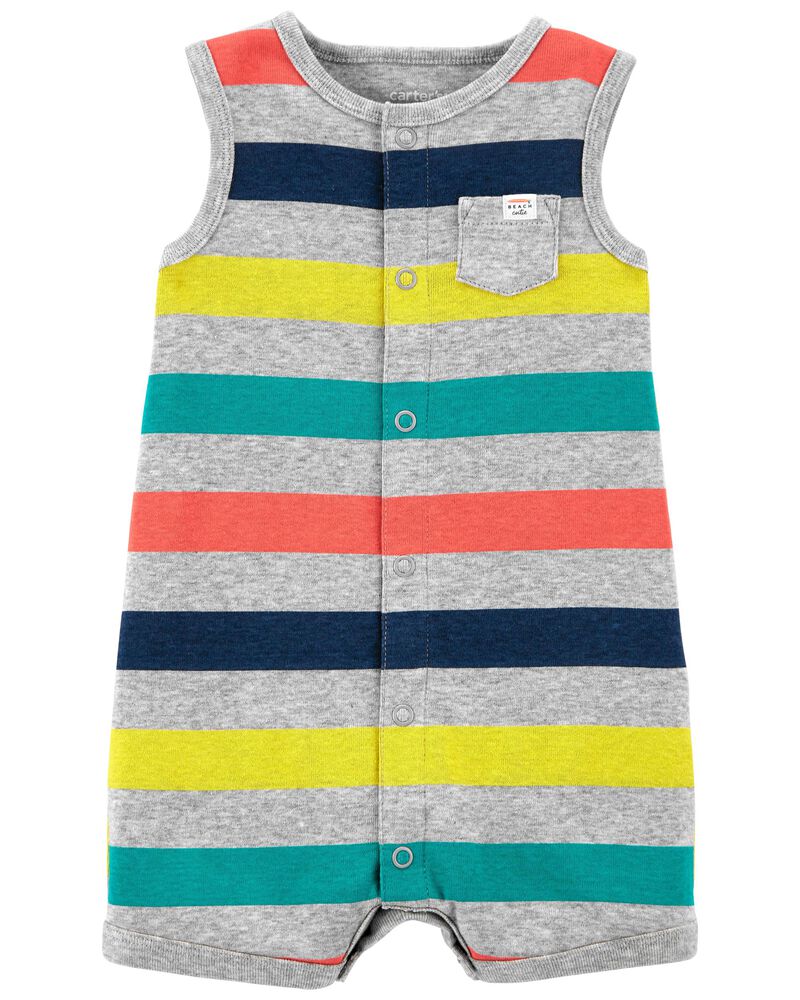 Carters Baby Girls Multi Striped Snap up Cotton Romper Carter's P000497765 Carters Baby Girls Multi Striped Snap up Cotton Romper Carter's P000497765